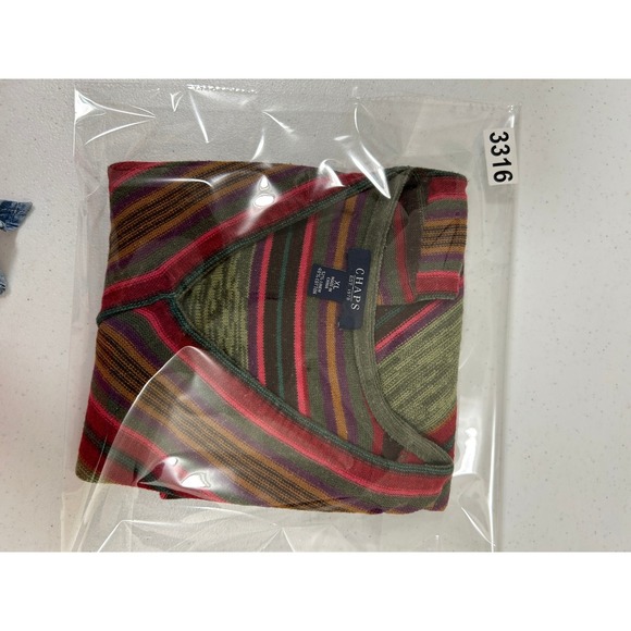 Chaps Womens XL Green Striped Linen Blend Faux Wrap Knit Vest Sleeveless Top - Picture 4 of 4